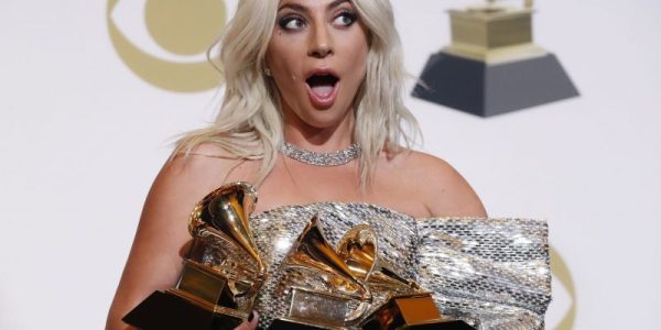 61st Grammy Awards - Photo Room - Los Angeles, California, U.S., February 10, 2019 - Lady Gaga poses backstage with her awards for Best Song Written for Visual Media and Best Pop Duo/Group Performance for "Shallow" and her Best Pop Solo Performance for "Joanne (Where do You Think You're Goin?)." REUTERS/Mario Anzuoni