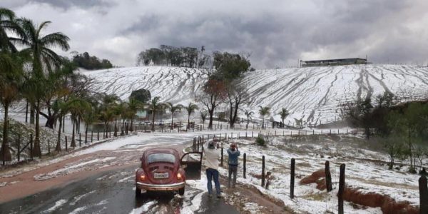 Queda de granizo mudou a paisagem em Santa Rosa de Caldas
Foto: Arquivo Pessoal/Moradora de Santa Rita de Caldas