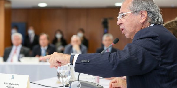 Ministro da Economia, Paulo Guedes, na reunião ministerial em 22 de abril, no Palácio do Planalto.
Foto: Marcos Corrêa/PR