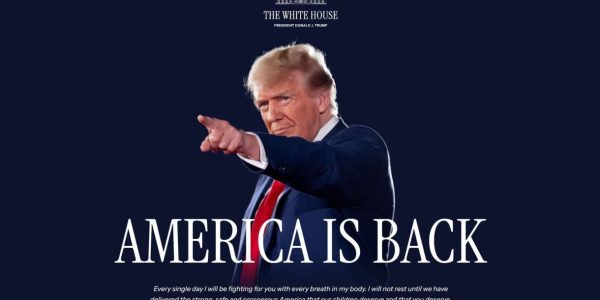 Novo layout do site da Casa Branca após a posse de Trump • Reprodução