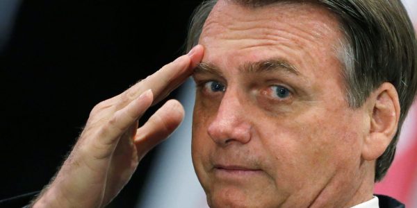 Brazil's President Jair Bolsonaro gestures during a ceremony at the Itamaraty Palace in Brasilia, Brazil May 3, 2019. REUTERS/Adriano Machado