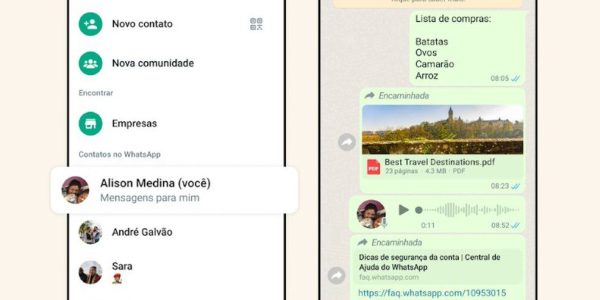 Como conversar com você mesmo no WhatsApp — Foto: Divulgação/WhatsApp