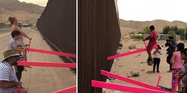 Imagens da instalação feita na cerca que separa os EUA do México — Foto: Reprodução/Instagram