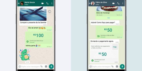 Função de pagamentos do WhatsApp vai aparecer ao lado de opções como 'compartilhar contato'
Foto: WhatsApp/Divulgação