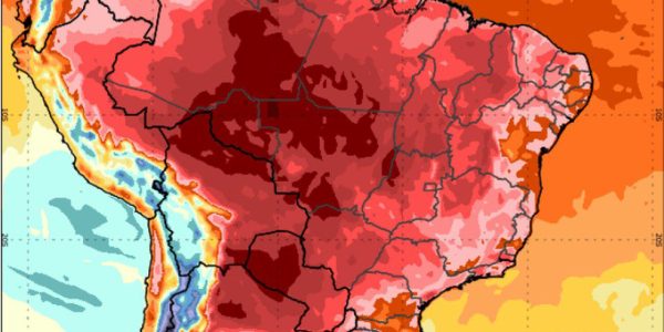 : Previsão de temperatura máxima para o dia 22 de agosto de 2023, às 15h. — Foto: Reprodução/INMET